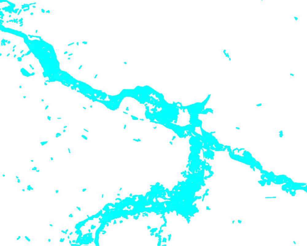 Sentinel-2 derived flood mask - Post-flooding event