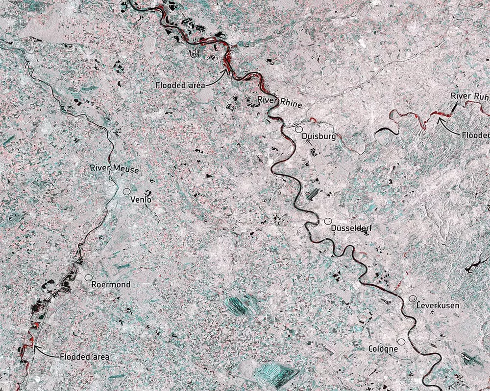 Map floods in Western Europe Sentinel 