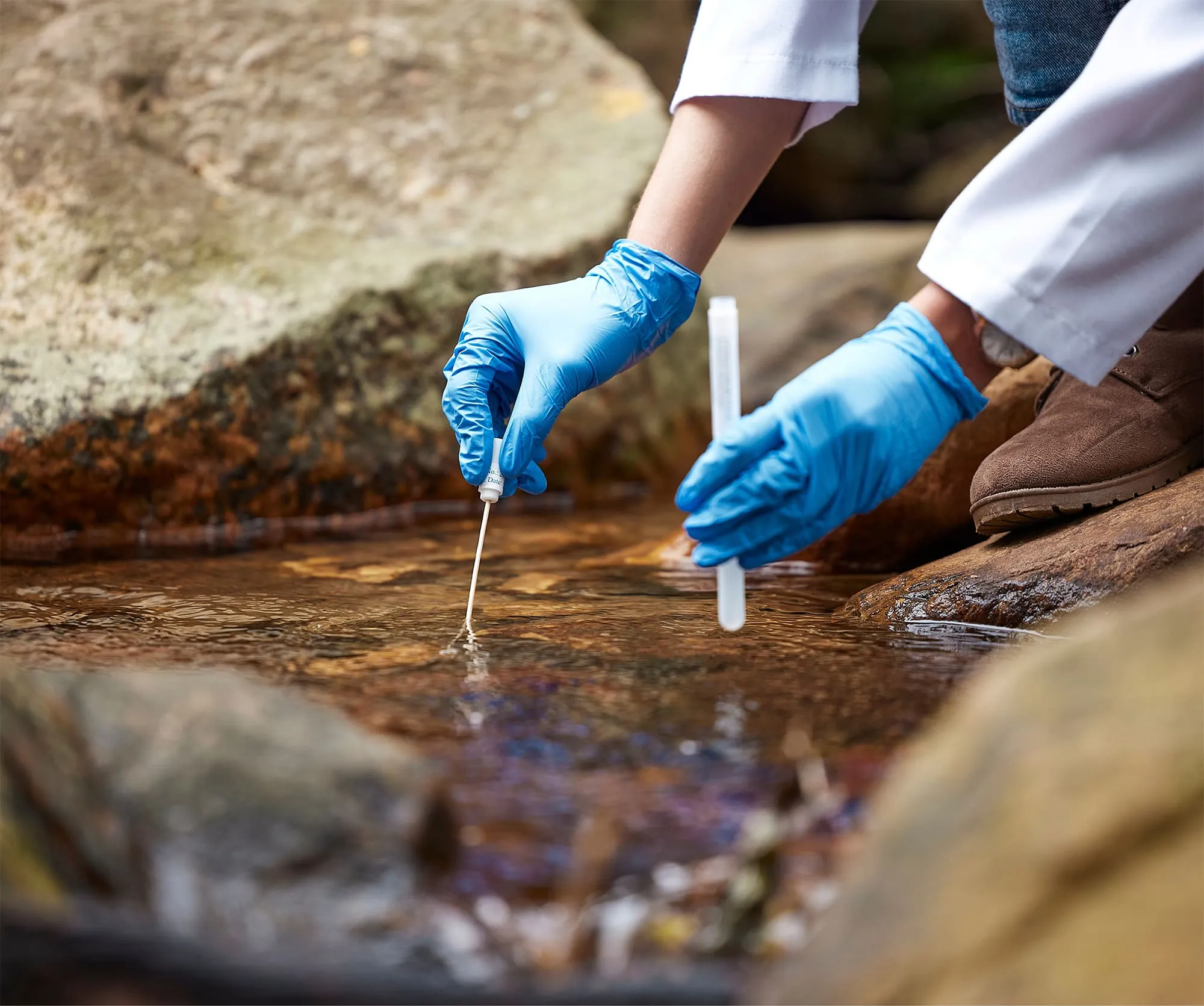 Science nature and scientist with water sample
