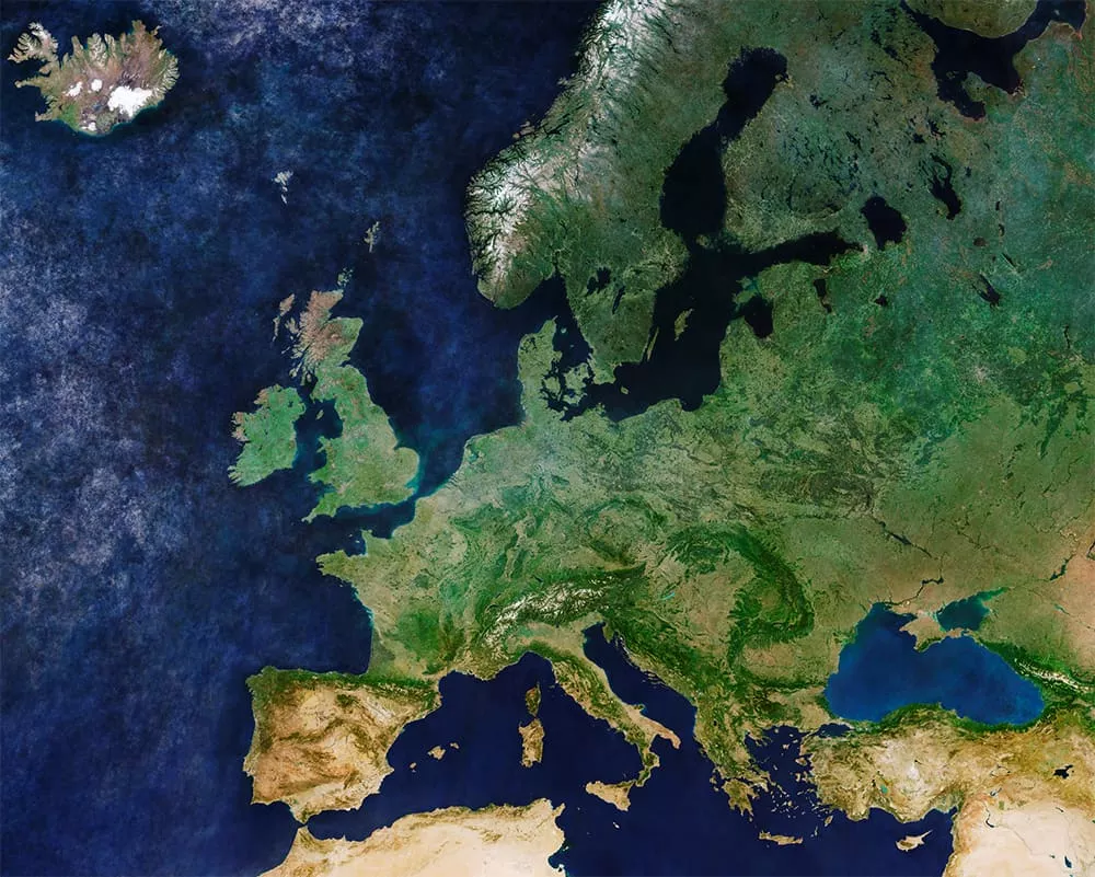 Sentinel 3 cloudless european mosaic March-July 2017 