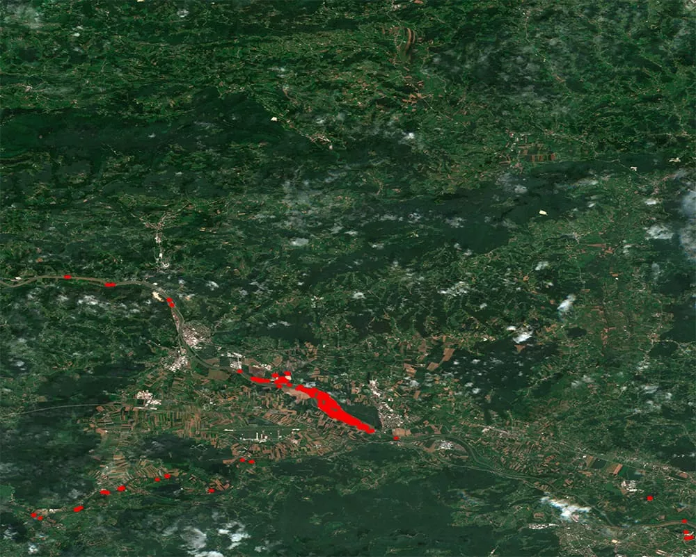 Sentinel-1 derived flood map