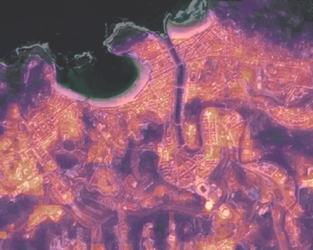 Average Summer land-surface Temperature (2019), Landsat